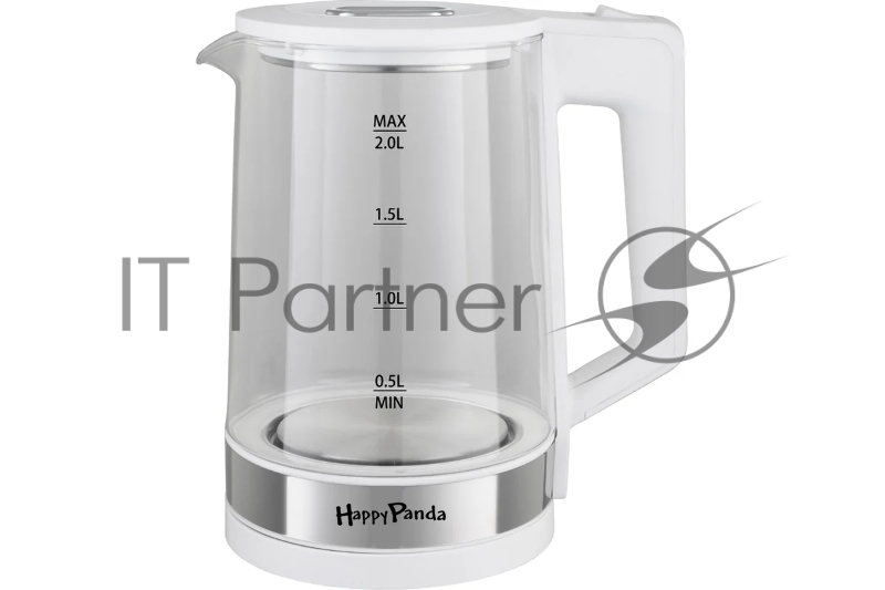 Чайник электрический Happy Panda HP-2700W 2л, стекло, белый, точечн.подсв