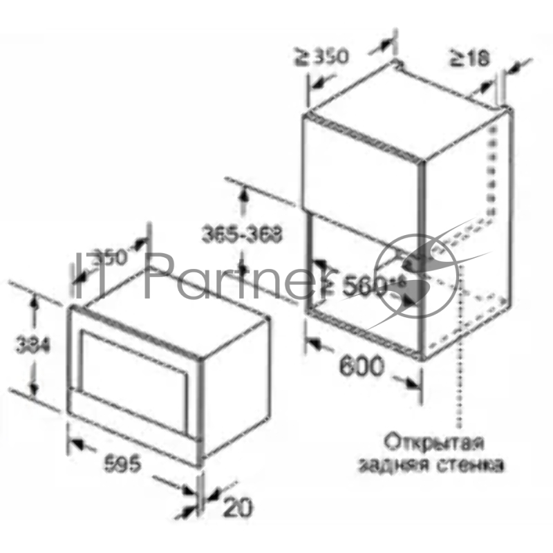 Микроволновая печь встраиваемая Meferi MMO6025BK POWER
