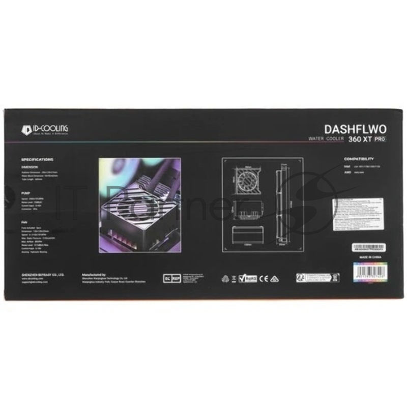 Система водяного охлаждения ID-Cooling Dashflow 360 XT Pro ARGB Soc-AM5/AM4/1200/1700/1851 черный 4-pin 16-34dB Al+Cu 350W Ret