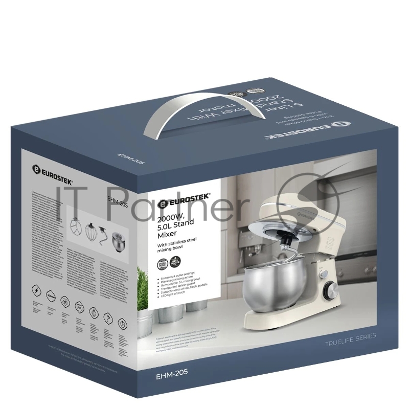 Миксер планетарный Eurostek EHM-205 чаша 5 л, 2000 Вт, бежевый