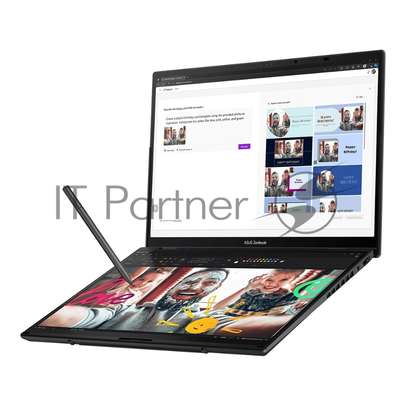 Ноутбук ASUS UX8406CA-QL211X Duo Touch 14+14(1920x1200 + 1920x1200 OLED 16:10)/Touch/Intel Core Ultra 9 285H(3.7Ghz)/32768Mb/1024PCISS Arc graphics/Cam/BT/WiFi/75WHr/war 1y/1.65kg/Basalt Gray/Win11Pro + 2х14 экрана маг-алюм корп +с