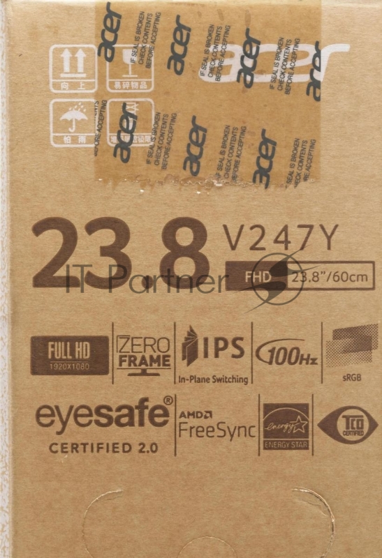 Монитор Acer V247YEbiv 23,8, 16:9, IPS, FHD, 4ms, 250cd, 100Hz, VGA, HDMI