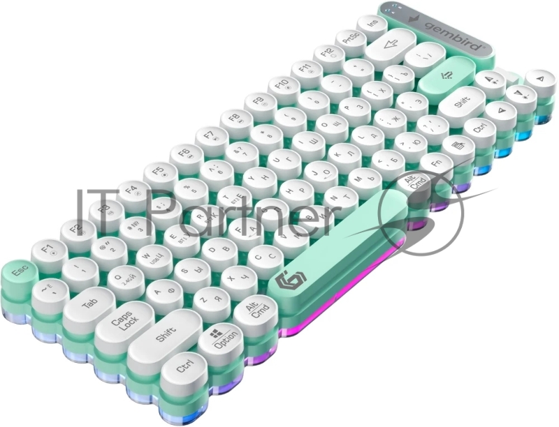 Беспроводная клавиатура Gembird KBW-9, 80кл, подсветка 6 цв, BT 5.1/радио/USB, белая
