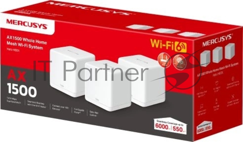 Mercusys Halo H60X(3-pack) AX1500 Домашняя Mesh Wi-Fi 6 система