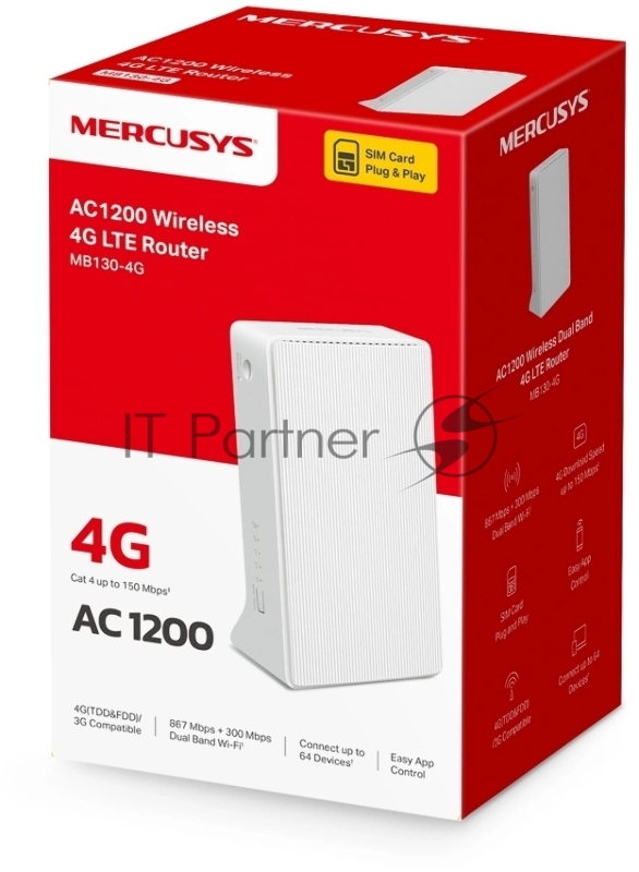 Mercusys MB130-4G AC1200 Двухдиапазонный 4G LTE Wi-Fi роутер