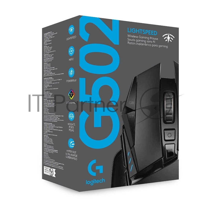 Мышь беспроводная/проводная Logitech G502 LIGHTSPEED черный, 25600 dpi, радиоканал, USB, кнопки - 11
