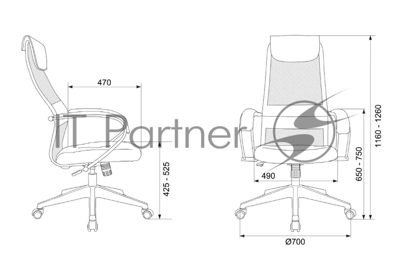 Кресло руководителя Бюрократ CH-607BS черный сетка/ткань крестов. металл хром