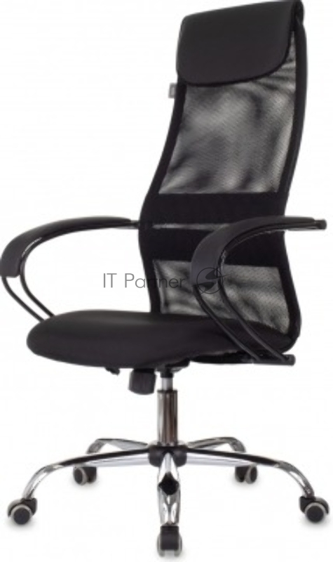 Кресло руководителя Бюрократ CH-607BS черный сетка/ткань крестов. металл хром