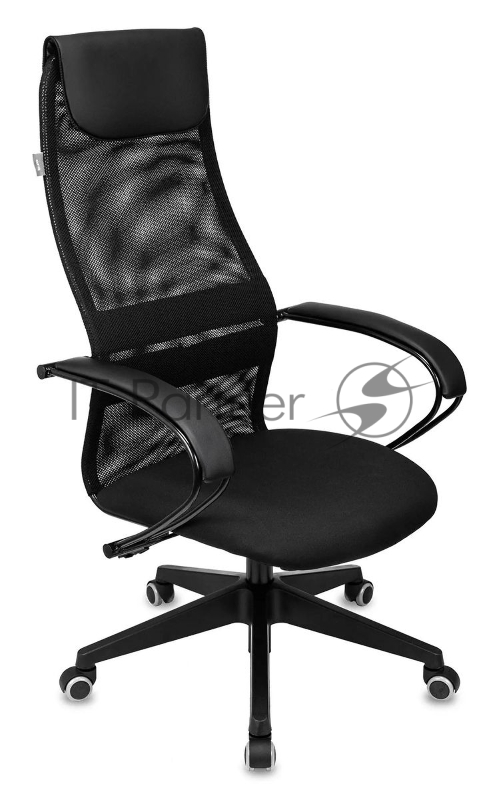 Кресло руководителя Бюрократ CH-607BS черный сетка/ткань крестов. металл хром