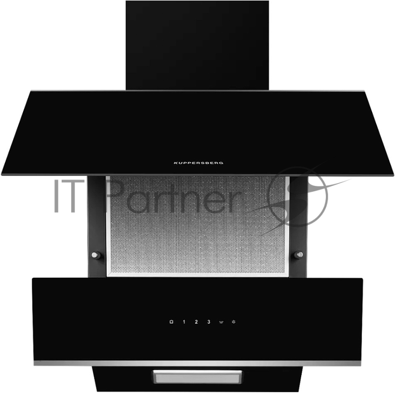 Вытяжка Kuppersberg/ наклонная, 60 см, 600 м3/ч, отвод/рециркуляция, 3 скорости, черный + нерж. сталь