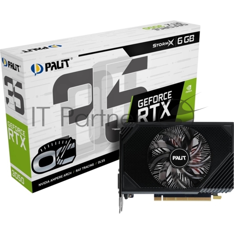 Видеокарта Palit RTX3050 STORMX OC 6Gb NVIDIA GeForce RTX 3050 6Gb PCI-E 4.0 96bit GDDR6 1042/14000 DVIx1 HDMIx1 DPx1 HDCP Ret