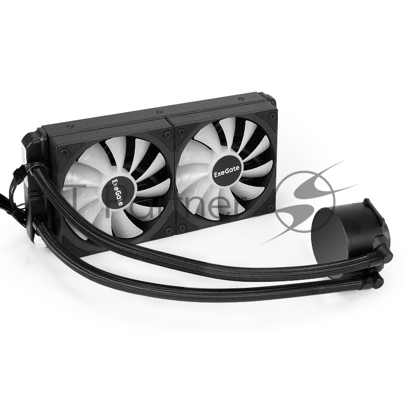 Комплект водяного охлаждения ExeGate BlackWater-240V3.PWM.ARGB (3 PIN 5V ADDRESSABLE RGB подсветка, LGA2066/2011/1366/1150/1151/11 TDP 260W, Fan 120mm, PWM, 600-1800RPM, Hydro bearing, 4pi