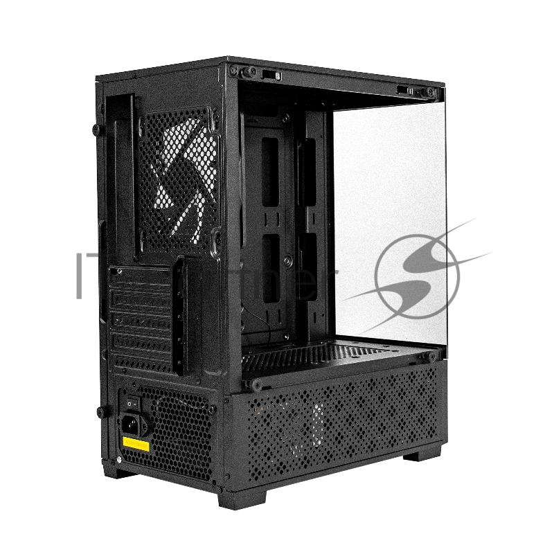 Корпус Minitower ExeGate i3 SEA (mATX, БП 550NPX, 2*USB+1*USB3.0, HD аудио, черный, 1 вент. 12см с RGB подсветкой, передняя и боковая панели - закаленное стекло)