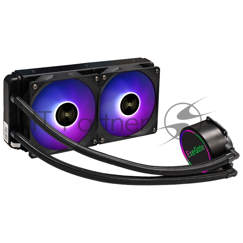 Система водяного охлаждения ExeGate EX293457RUS BlackWater-240V2.PWM.RGB черный 120мм алюминий 2000rpm 22db 4-pin 220W