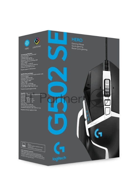 Мышь Logitech G502 SE HERO Corded Gaming Mouse <USB, Black/White, EWR2, Retail> 910-005730