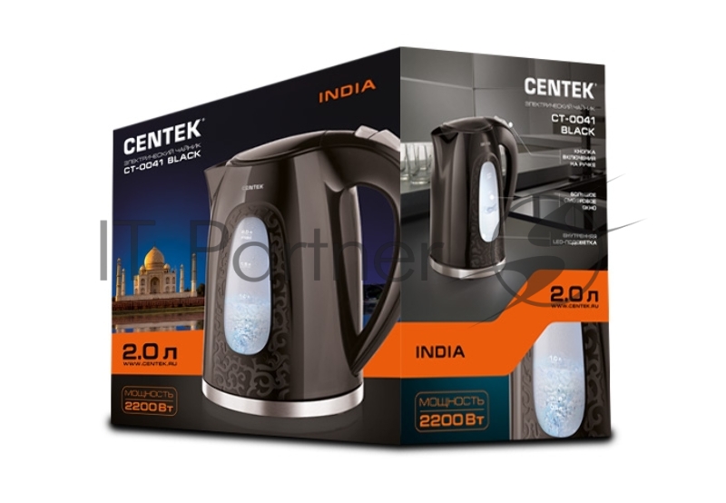 Чайник электрический Centek CT-0041, черн 2л