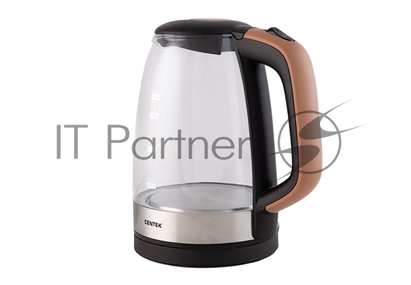 Чайник Centek CT-0065 <Beige> стекло, 1.7л 2200Вт, LED-подсветка, мерная шкала, защита от вкл б/воды