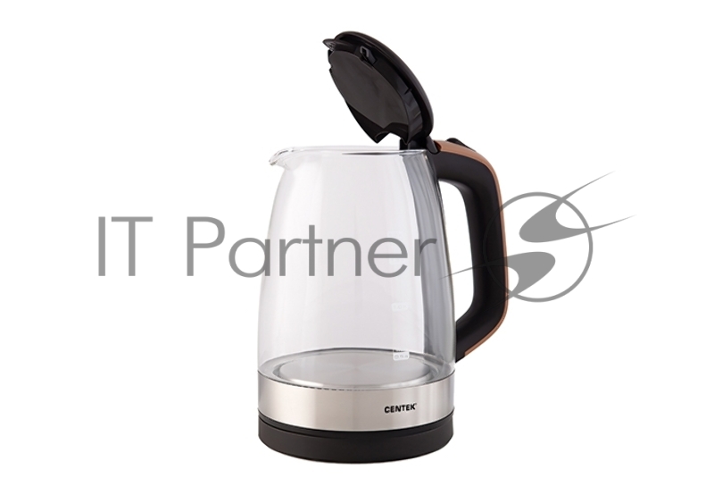 Чайник Centek CT-0065 <Beige> стекло, 1.7л 2200Вт, LED-подсветка, мерная шкала, защита от вкл б/воды