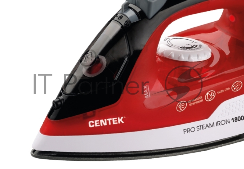 Утюг Centek CT-2347 RED 1800Вт, антипригар. подошва, паровой удар, самоочистка, 200мл