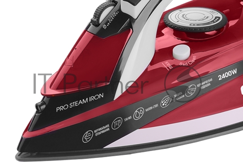 Утюг Centek CT-2344 RED 2400Вт, керамическая подошва, мощный паровой удар, самоочистка, 330мл