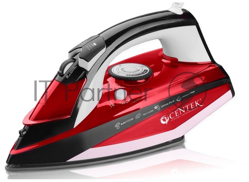 Утюг Centek CT-2344 RED 2400Вт, керамическая подошва, мощный паровой удар, самоочистка, 330мл