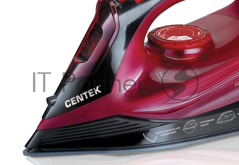 Утюг Centek CT-2351 Red (красный) 2200Вт, КЕРАМИЧЕСКАЯ подошва, 300 мл, паровой удар, самоочистка