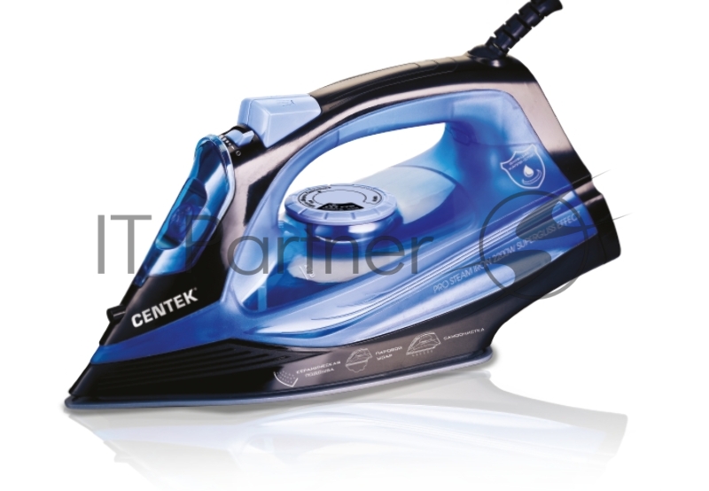 Утюг Centek CT-2351 Blue (синий) 2200Вт, КЕРАМИЧЕСКАЯ подошва, 300 мл, паровой удар, самоочистка