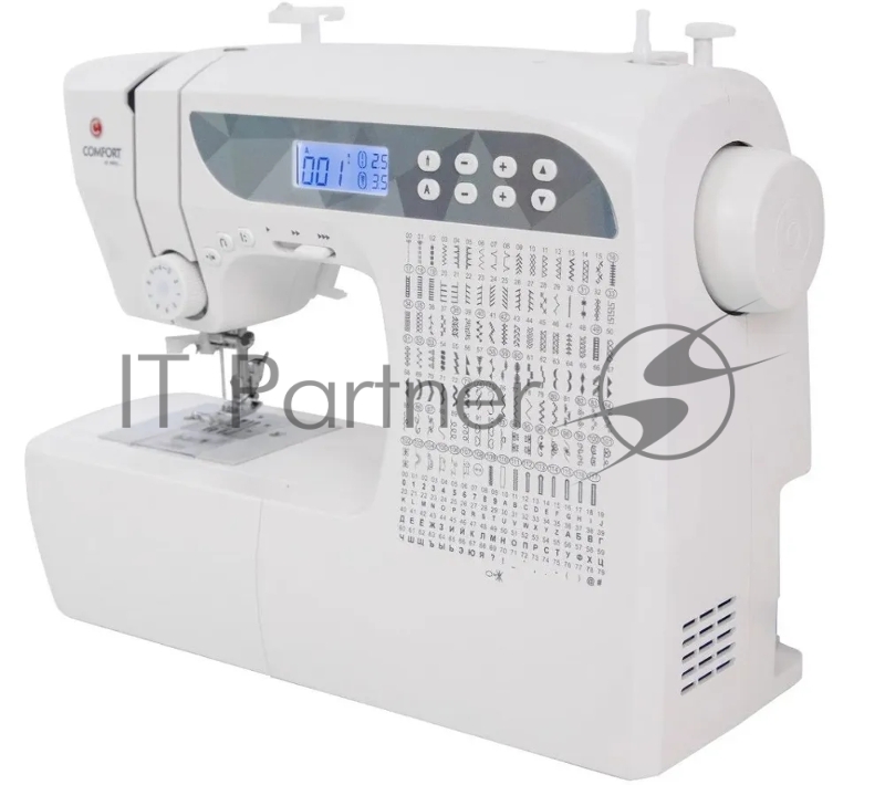 Швейная машина Comfort 1001 200 операций, 9 видов петель, жк дисплей, нитевдеватель , горизонтальный челнок, русск./англ. алфавит, плавная регулировка скорости на корпусе, регулятор давления лапки, нитевдеватель, возможность шитья двойной иглой, во