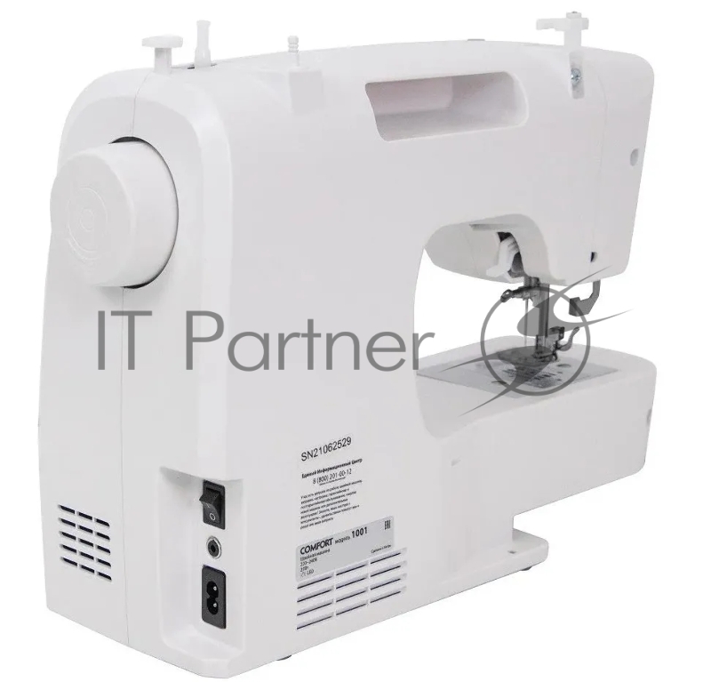 Швейная машина Comfort 1001 200 операций, 9 видов петель, жк дисплей, нитевдеватель , горизонтальный челнок, русск./англ. алфавит, плавная регулировка скорости на корпусе, регулятор давления лапки, нитевдеватель, возможность шитья двойной иглой, во