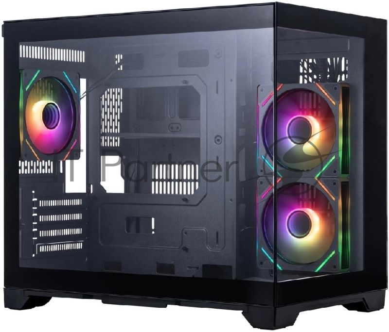 Корпус 1STPLAYER MEGAVIEW MV6-TP ARGB Black / mATX / 3x120mm ARGB fans / MV6-TP-BK-2FC7R-1FC7