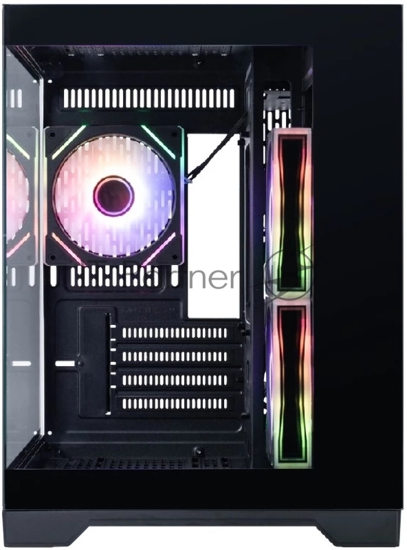 Корпус 1STPLAYER MEGAVIEW MV6-TP ARGB Black / mATX / 3x120mm ARGB fans / MV6-TP-BK-2FC7R-1FC7