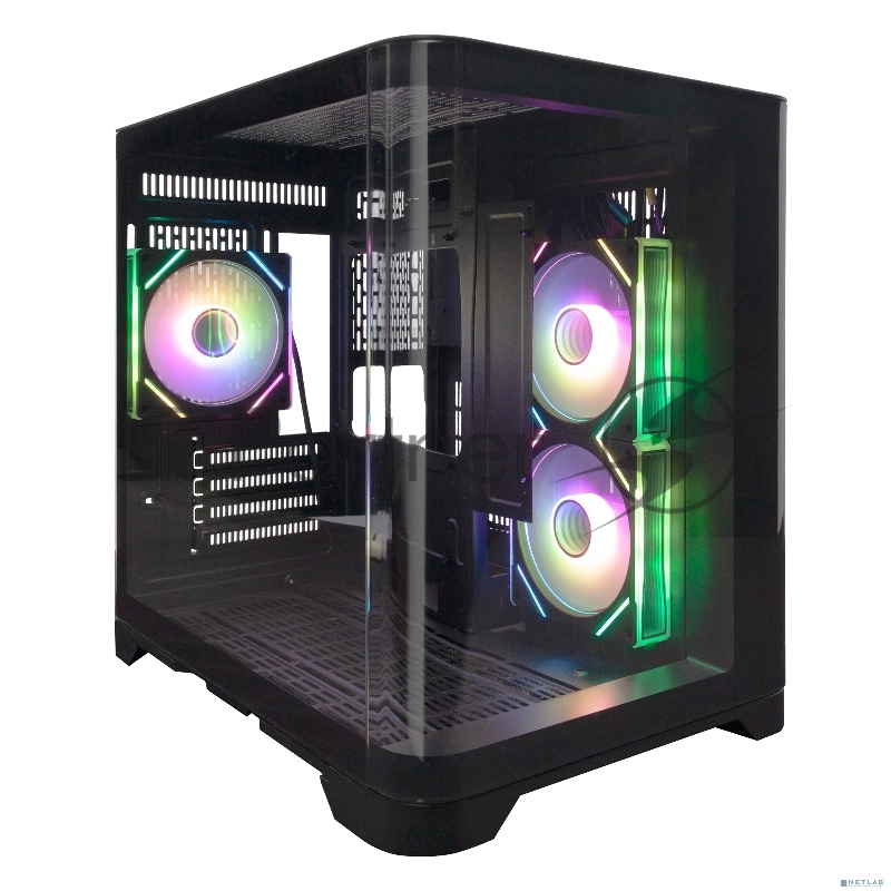 Корпус 1STPLAYER UVIEW UV5 ARGB Black / mATX / 3x120mm ARGB fans / UV5-BK-2FC7R-1FC7