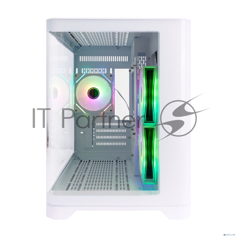 Корпус 1STPLAYER UVIEW UV5 ARGB White / mATX / 3x120mm ARGB fans / UV5-WH-2FC7R-W-1FC7-W