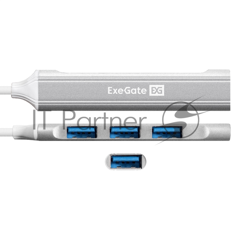 USB-Хаб (концентратор) 4-в-1 ExeGate DUB-3213C (кабель-адаптер USB3.0 Type-C --> 3xUSB2.0, 1xUSB3.0, Plug&Play, черный)