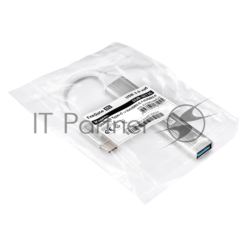 USB-Хаб (концентратор) 4-в-1 ExeGate DUB-3213C (кабель-адаптер USB3.0 Type-C --> 3xUSB2.0, 1xUSB3.0, Plug&Play, черный)