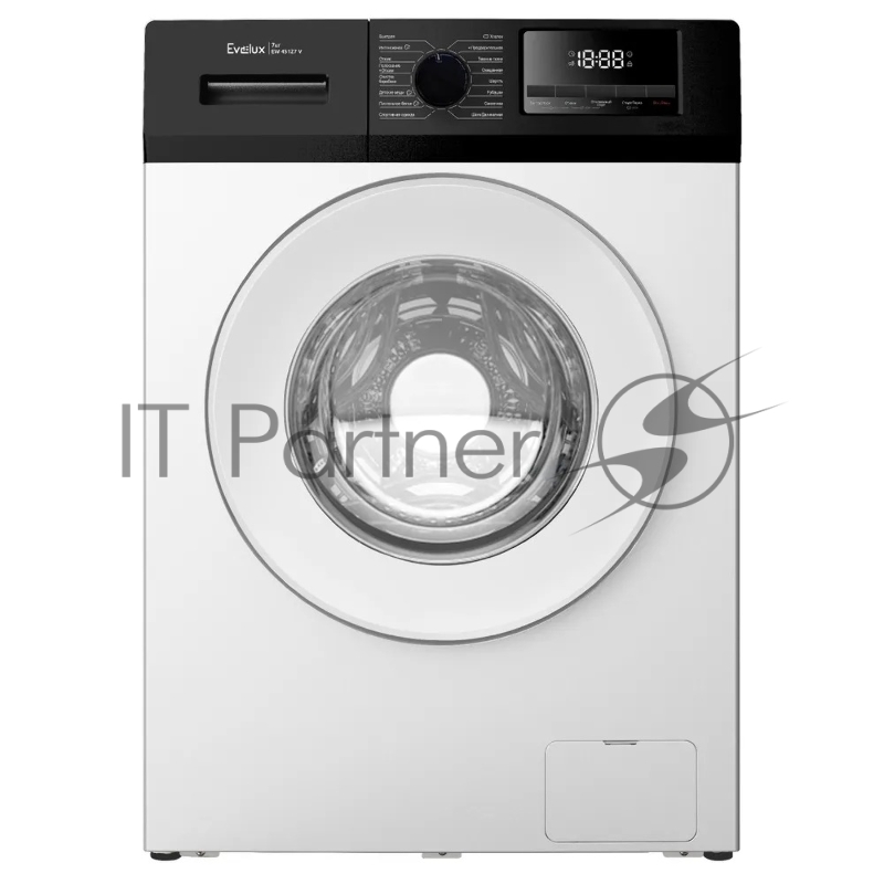 Отдельностоящая стиральная машина EVELUX EW 45127 V белый 1200 об/мин, электронное управление, 3 программы с паром, контроль баланса барабана