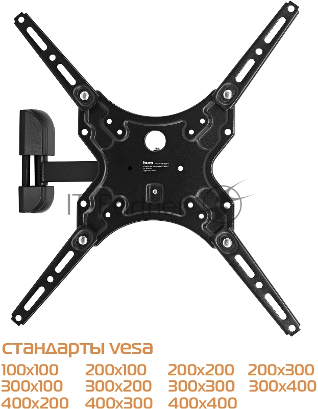 Кронштейн для телевизора Buro MF1 черный 13-60 макс.25кг настенный поворот и наклон