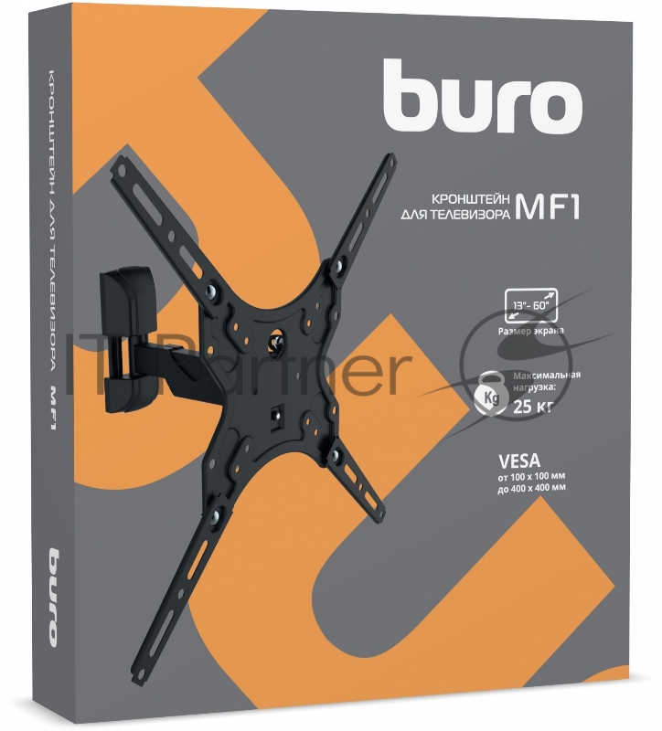 Кронштейн для телевизора Buro MF1 черный 13-60 макс.25кг настенный поворот и наклон