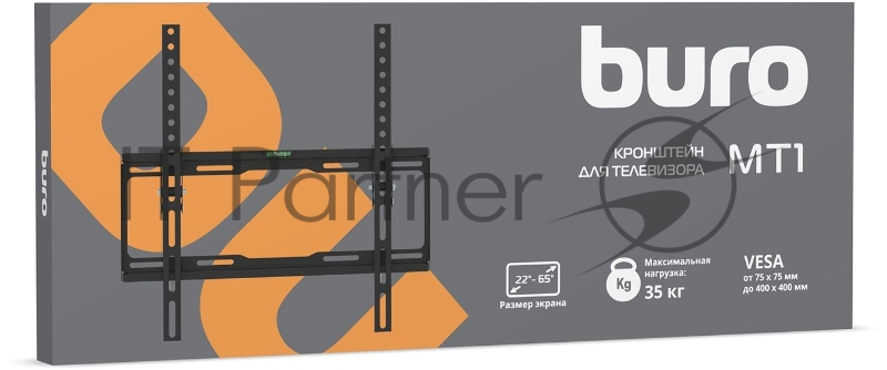 Кронштейн для телевизора Buro MT1 черный 22-65 макс.35кг настенный наклон