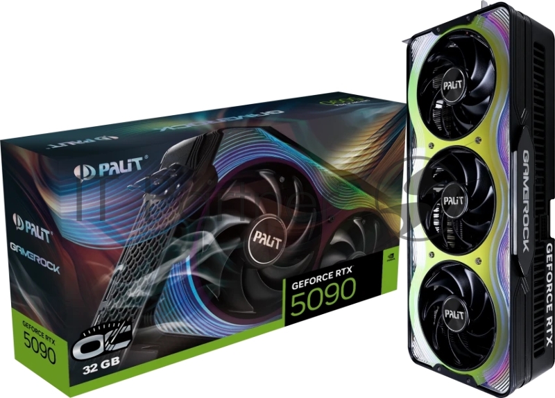 Видеокарта Palit PCI-E RTX5090 GAMEROCK OC NVIDIA GeForce RTX 5090 32Gb 512bit GDDR7 2295/30000 HDMIx1 DPx3 HDCP Ret