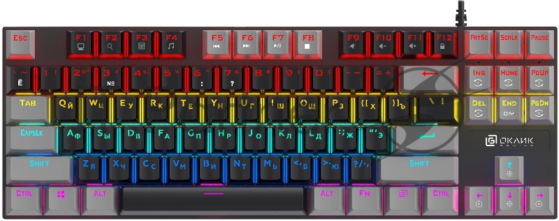 Клавиатура Оклик K600X механическая черный/серый USB Multimedia for gamer LED