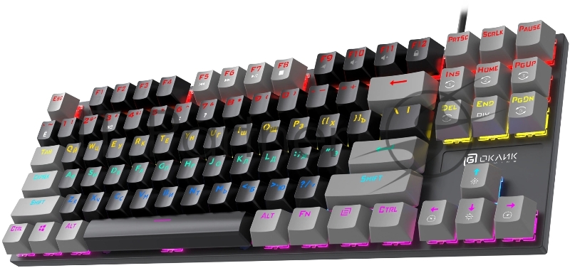 Клавиатура Оклик K600X механическая черный/серый USB Multimedia for gamer LED