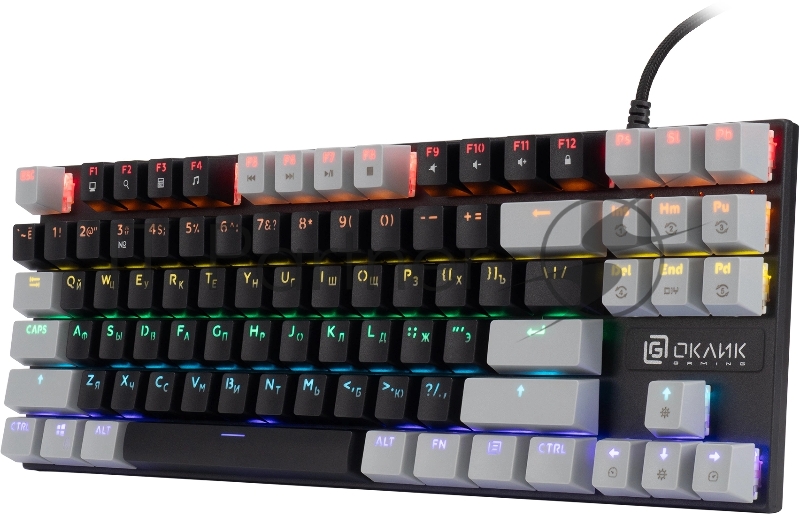 Клавиатура Оклик K600X механическая черный/серый USB Multimedia for gamer LED