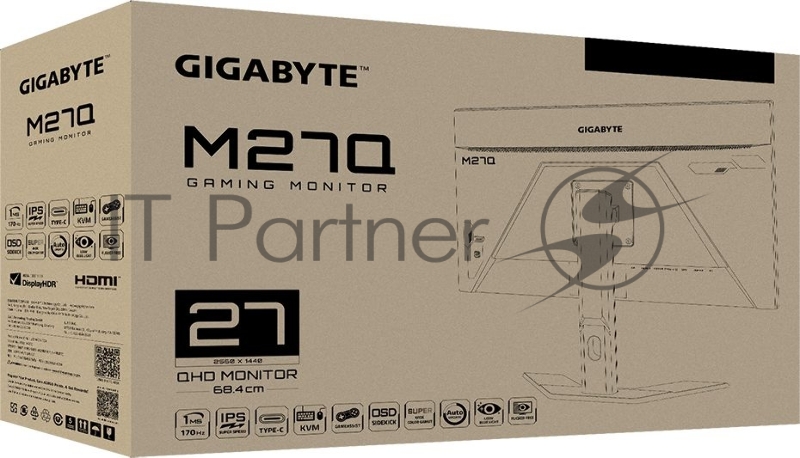 Монитор 27 Gigabyte M27Q-EK IPS 2560x1440, 170 Гц, 0.5 мс, 16:9, 350 кд/м², 2xHDMI, 1xDP, 2xUSB-A 3.0, 1xUSB-C, черный