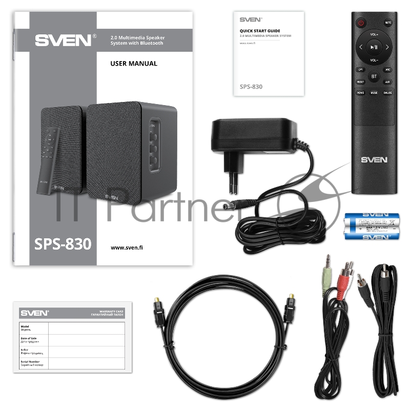 Колонки Sven АС SPS-830 2.0 черный 60Вт BT