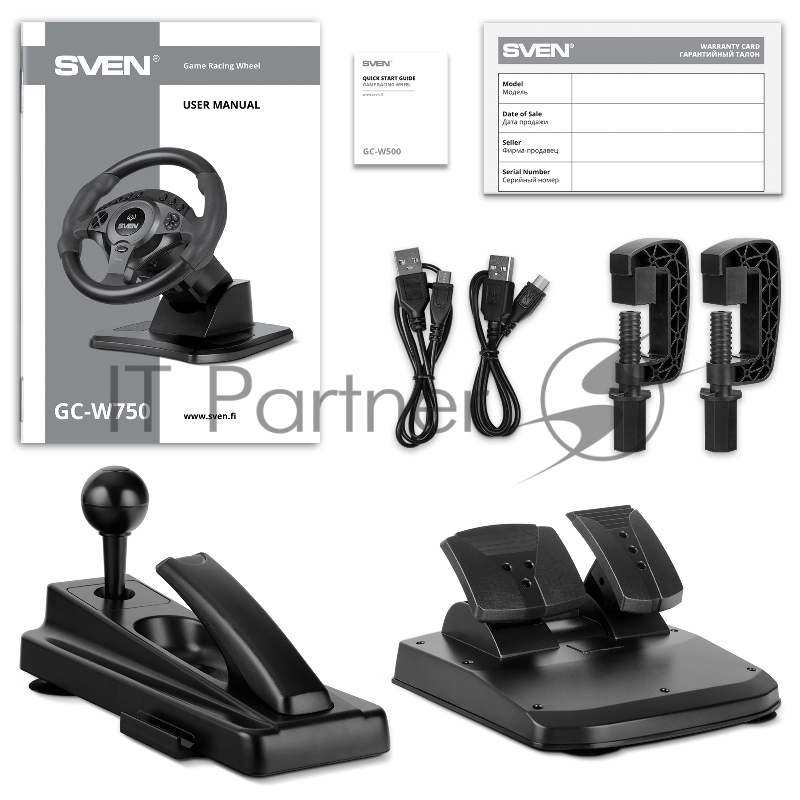 Руль Sven GC-W750 16кноп. (с педалями) черный