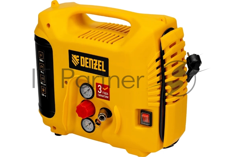 Компрессор воздушный DL1300, 10 бар, 1,3 кВт, 180 л/мин, 5 л, с набором аксессуаров Denzel