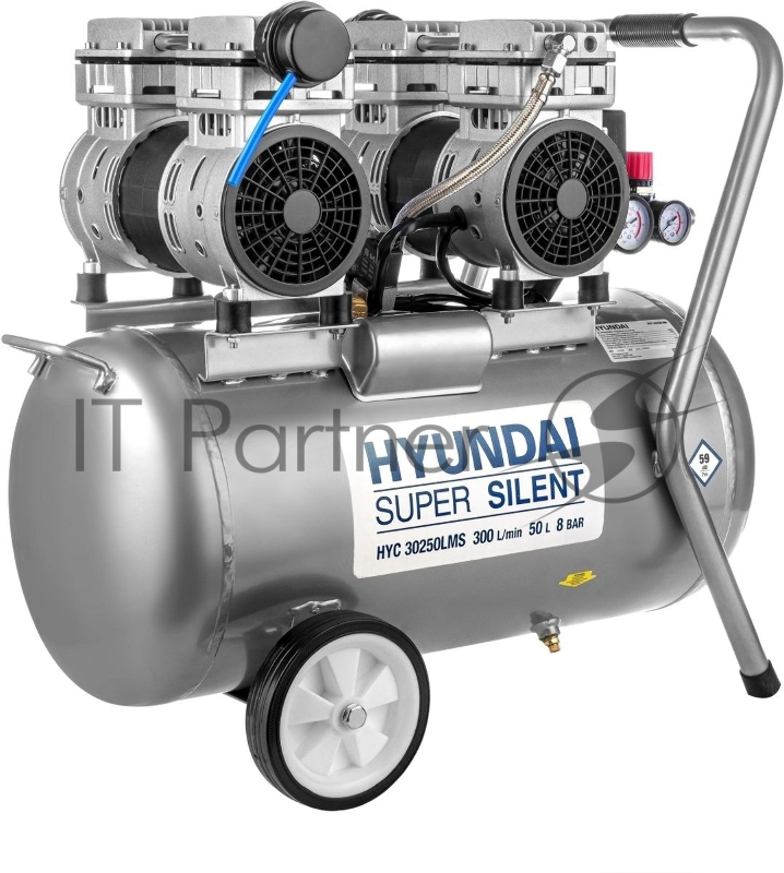 Компрессор поршневой Hyundai HYC 30250LMS безмасляный 300л/мин 50л 2000Вт серебристый/черный