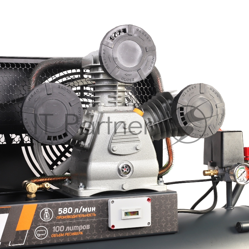 Компрессор PATRIOT KRX 580 L100 D, поршневой, ременной, масляный, 580 л/мин, 100 л, 10 бар, 3 кВт, 400 В