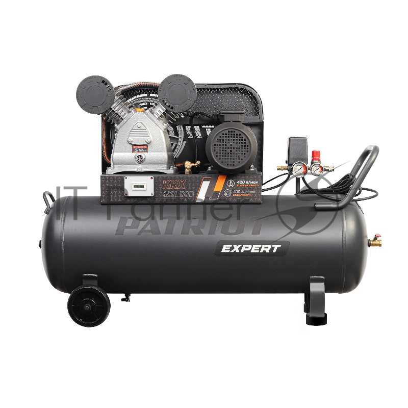 Компрессор PATRIOT KRX 420 L100 D, поршневой, ременной, масляный, 420 л/мин, 100 л, 10 бар, 2.2 кВт, 400 В